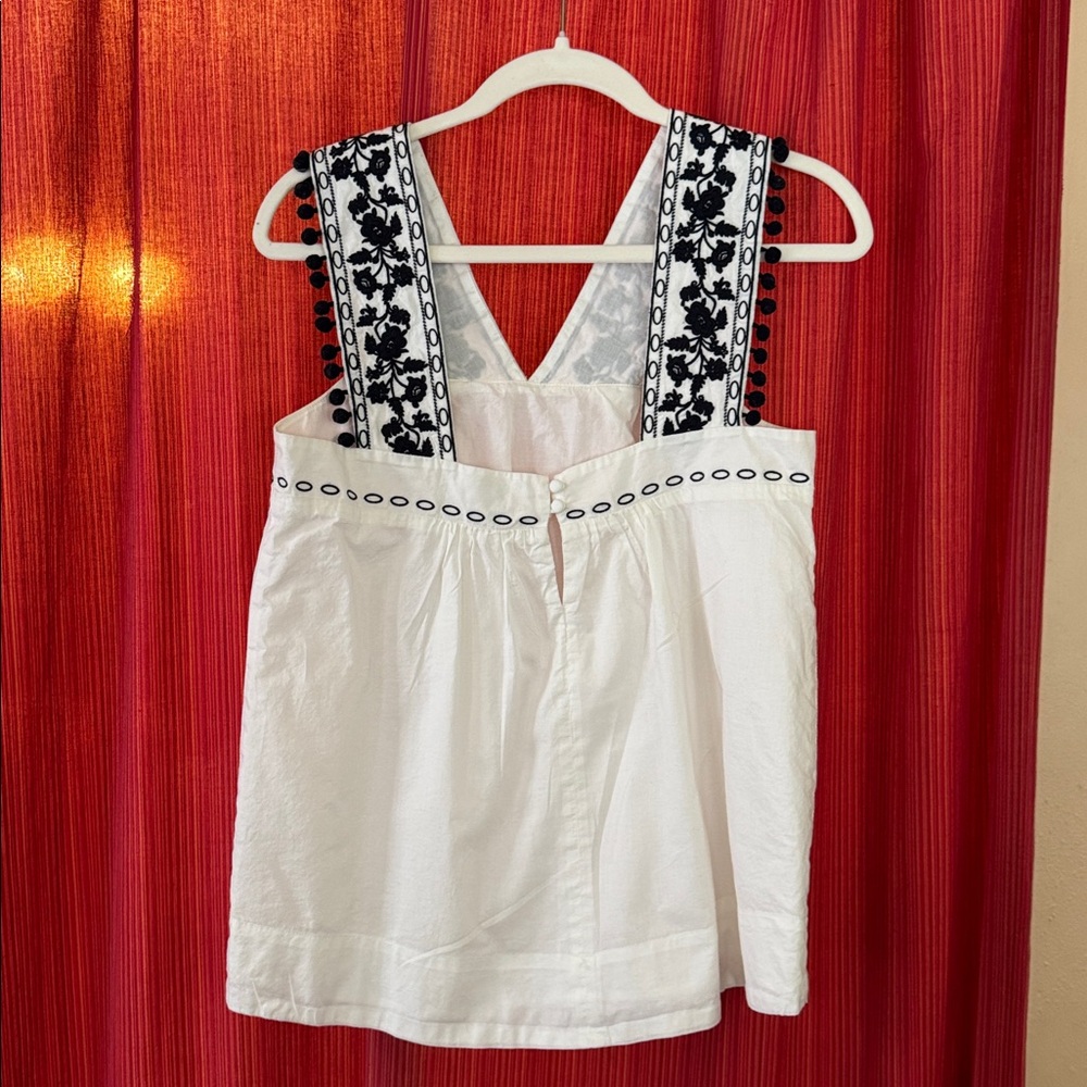 J.Crew Embroidered Tank with Pom Poms size 6 - Picture 3 of 7